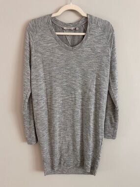 Athleta Nirvana V-Neck Sweatshirt Dress Gray Modal Loose Fit XS